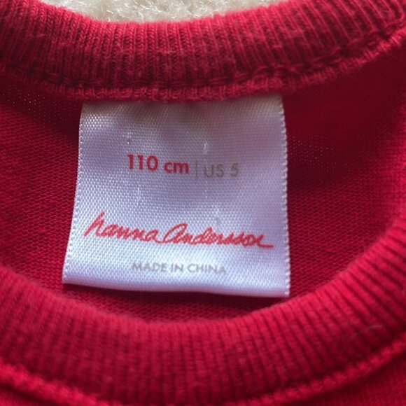 Hanna Andersson Red Tiered Tulle Long Sleeve Twirl Dress Girls Size 5 - Picture 4 of 9